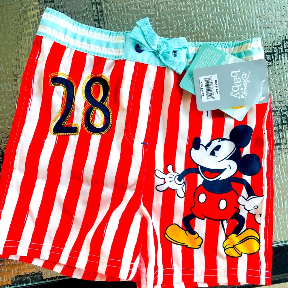 NWT Mickey Mouse board shorts size 18-24 months.